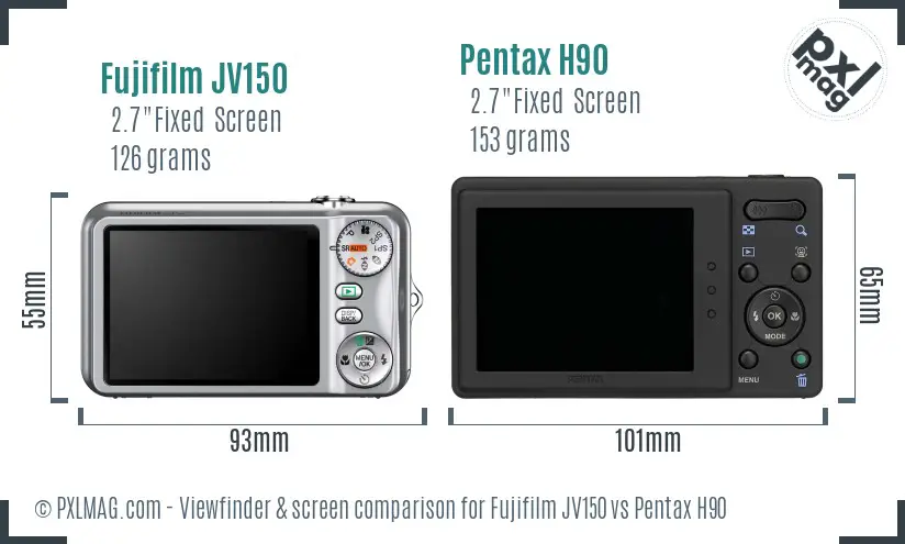 Fujifilm JV150 vs Pentax H90 Screen and Viewfinder comparison Fujifilm JV150 vs Pentax H90 Screen and Viewfinder comparison