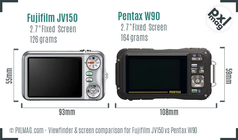 Fujifilm JV150 vs Pentax W90 Screen and Viewfinder comparison Fujifilm JV150 vs Pentax W90 Screen and Viewfinder comparison