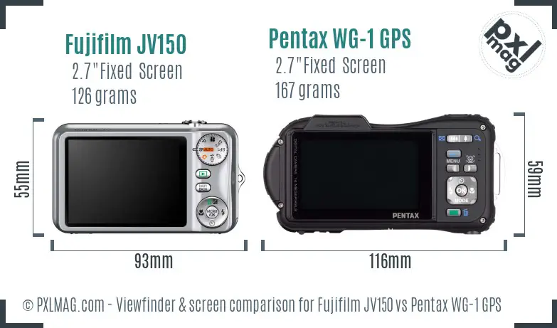 Fujifilm JV150 vs Pentax WG-1 GPS Screen and Viewfinder comparison