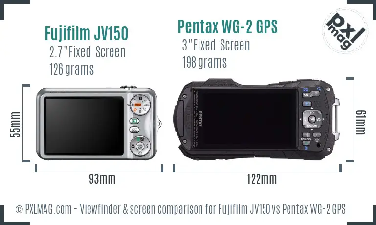 Fujifilm JV150 vs Pentax WG-2 GPS Screen and Viewfinder comparison Fujifilm JV150 vs Pentax WG-2 GPS Screen and Viewfinder comparison