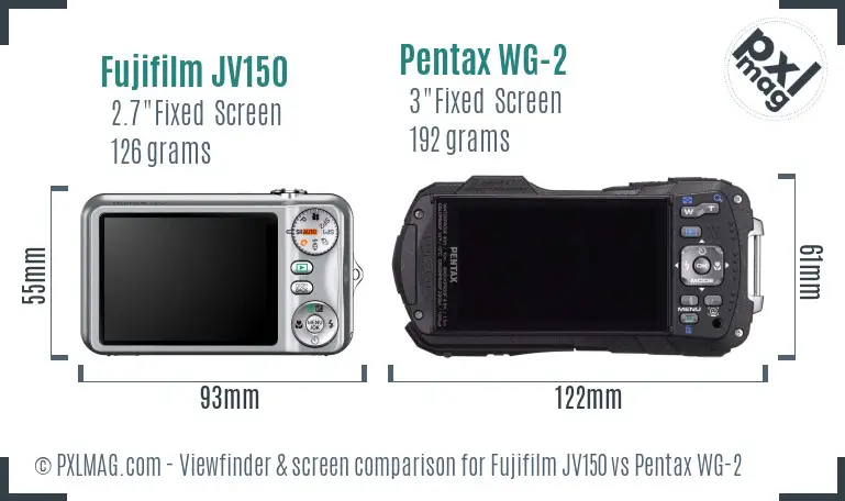 Fujifilm JV150 vs Pentax WG-2 Screen and Viewfinder comparison