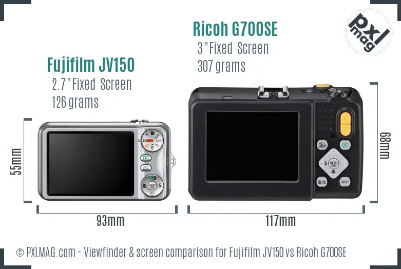 Fujifilm JV150 vs Ricoh G700SE Screen and Viewfinder comparison