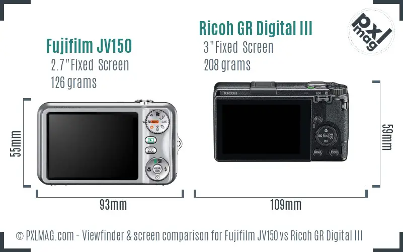 Fujifilm JV150 vs Ricoh GR Digital III Screen and Viewfinder comparison Fujifilm JV150 vs Ricoh GR Digital III Screen and Viewfinder comparison