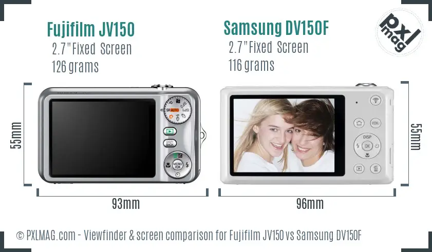 Fujifilm JV150 vs Samsung DV150F Screen and Viewfinder comparison