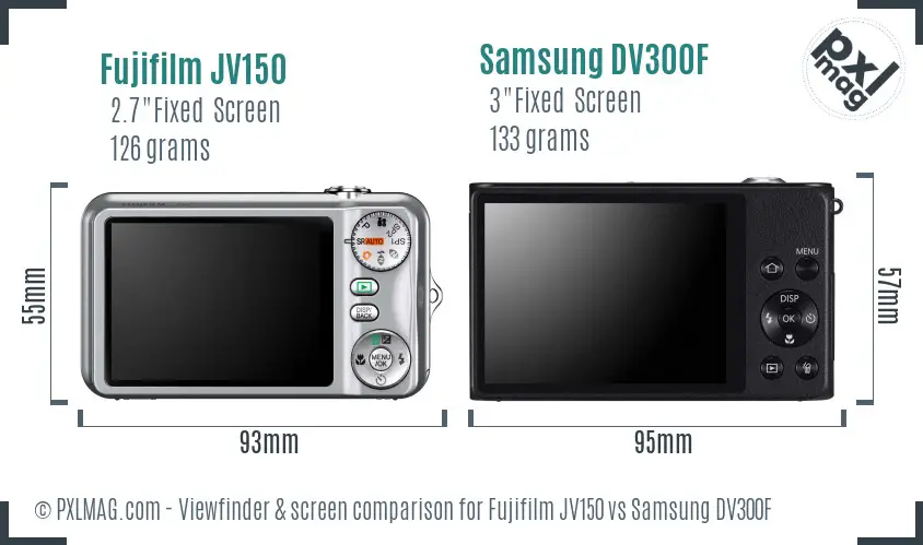 Fujifilm JV150 vs Samsung DV300F Screen and Viewfinder comparison