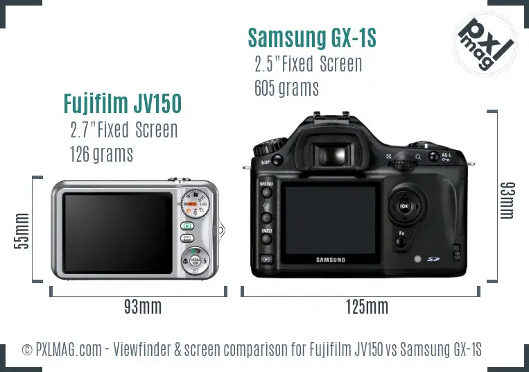 Fujifilm JV150 vs Samsung GX-1S Screen and Viewfinder comparison