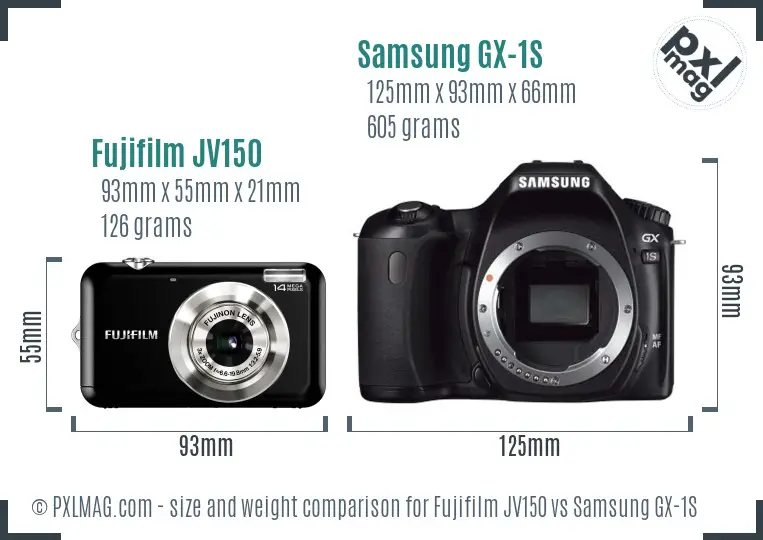 Fujifilm JV150 vs Samsung GX-1S size comparison