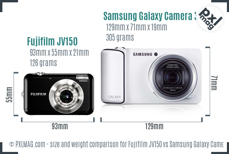 Fujifilm JV150 vs Samsung Galaxy Camera 3G size comparison Fujifilm JV150 vs Samsung Galaxy Camera 3G size comparison