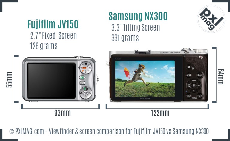 Fujifilm JV150 vs Samsung NX300 Screen and Viewfinder comparison