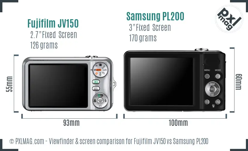 Fujifilm JV150 vs Samsung PL200 Screen and Viewfinder comparison Fujifilm JV150 vs Samsung PL200 Screen and Viewfinder comparison