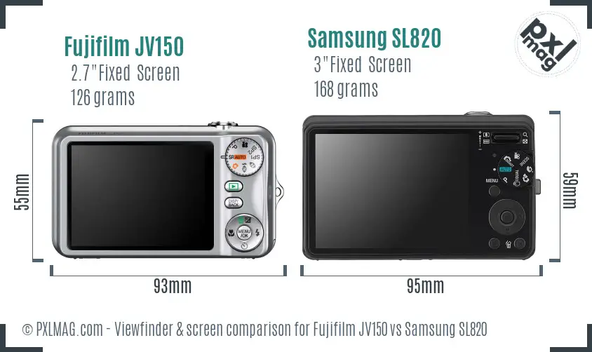 Fujifilm JV150 vs Samsung SL820 Screen and Viewfinder comparison Fujifilm JV150 vs Samsung SL820 Screen and Viewfinder comparison