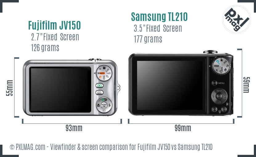 Fujifilm JV150 vs Samsung TL210 Screen and Viewfinder comparison