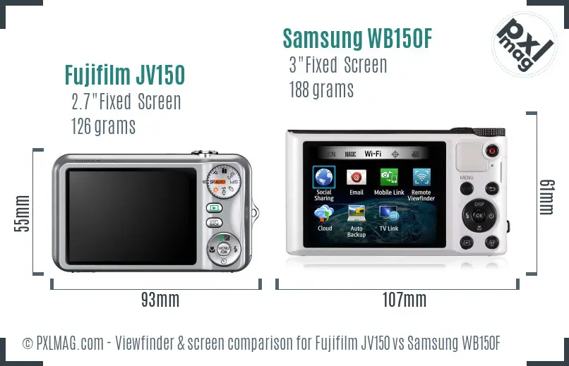 Fujifilm JV150 vs Samsung WB150F Screen and Viewfinder comparison