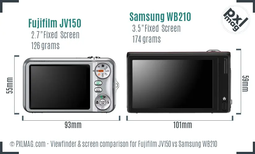 Fujifilm JV150 vs Samsung WB210 Screen and Viewfinder comparison Fujifilm JV150 vs Samsung WB210 Screen and Viewfinder comparison