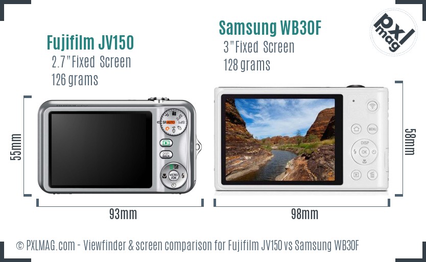 Fujifilm JV150 vs Samsung WB30F Screen and Viewfinder comparison
