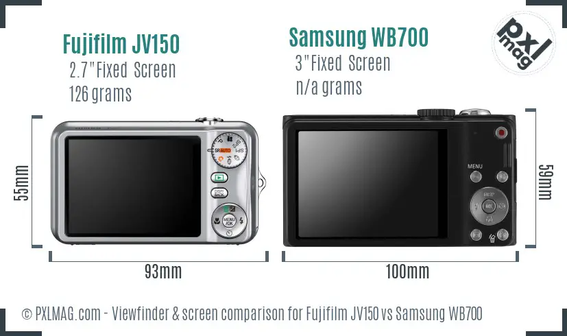 Fujifilm JV150 vs Samsung WB700 Screen and Viewfinder comparison
