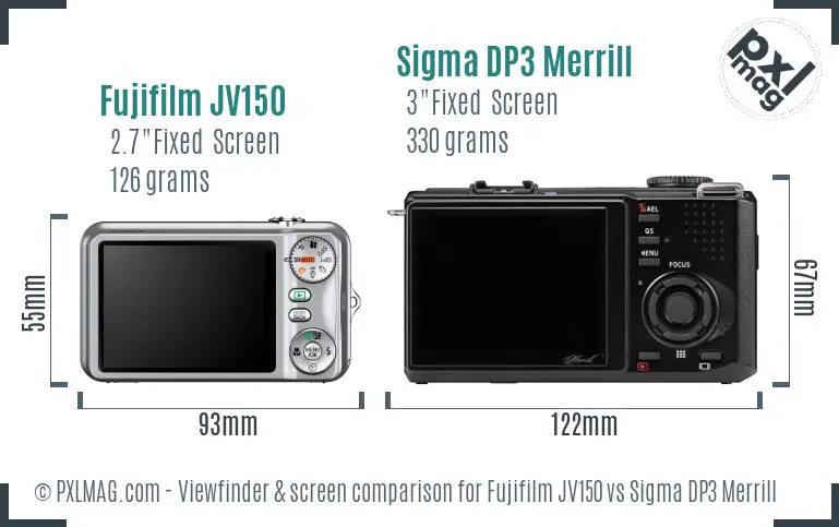 Fujifilm JV150 vs Sigma DP3 Merrill Screen and Viewfinder comparison