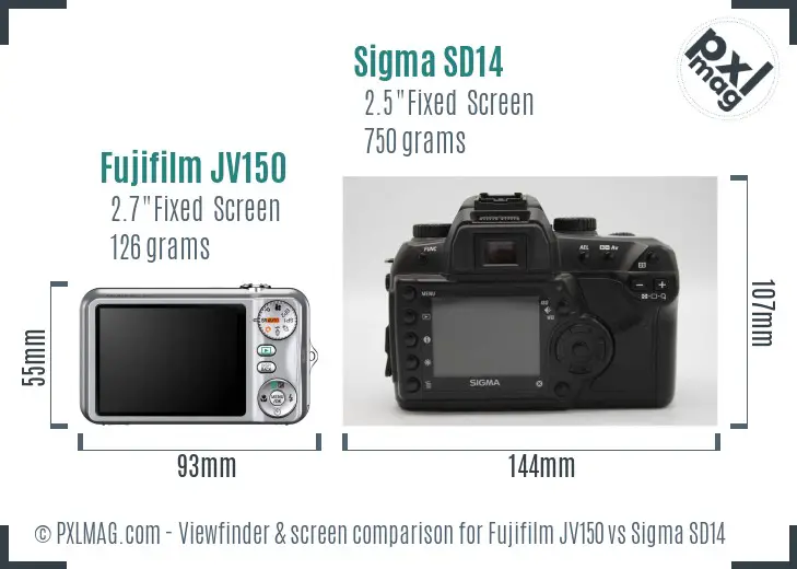 Fujifilm JV150 vs Sigma SD14 Screen and Viewfinder comparison