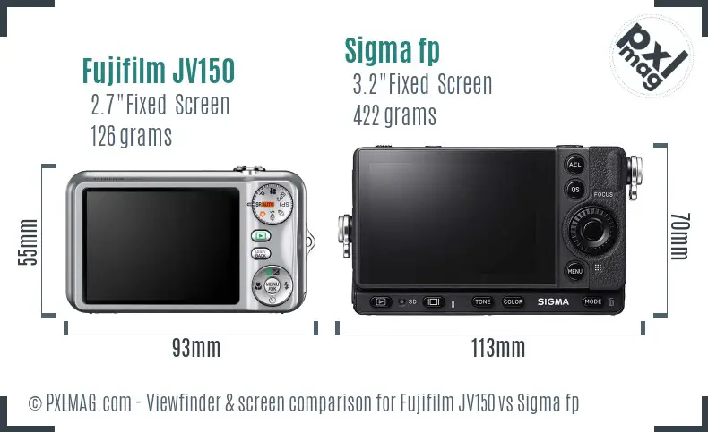 Fujifilm JV150 vs Sigma fp Screen and Viewfinder comparison