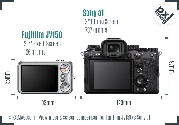 Fujifilm JV150 vs Sony a1 Screen and Viewfinder comparison Fujifilm JV150 vs Sony a1 Screen and Viewfinder comparison