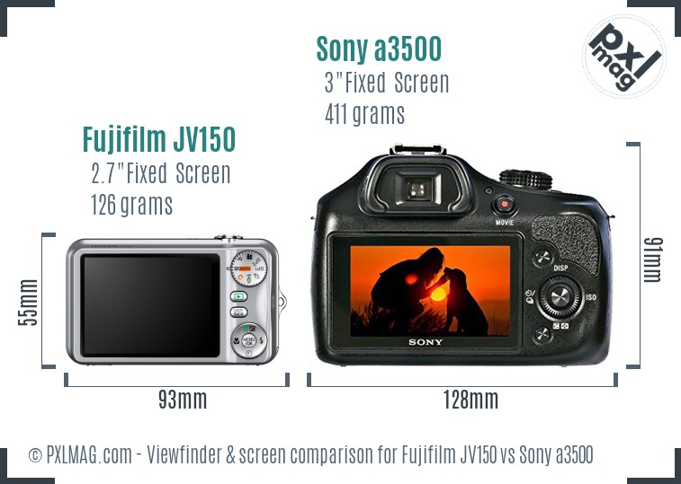 Fujifilm JV150 vs Sony a3500 Screen and Viewfinder comparison