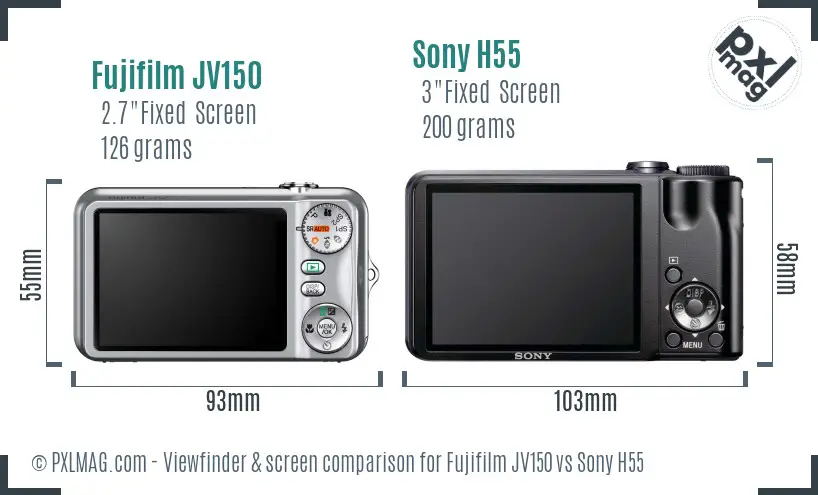 Fujifilm JV150 vs Sony H55 Screen and Viewfinder comparison