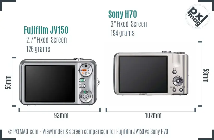 Fujifilm JV150 vs Sony H70 Screen and Viewfinder comparison