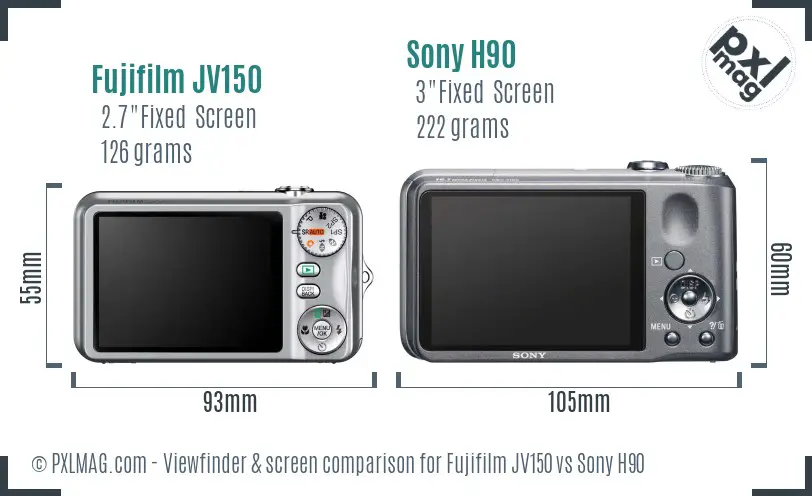 Fujifilm JV150 vs Sony H90 Screen and Viewfinder comparison