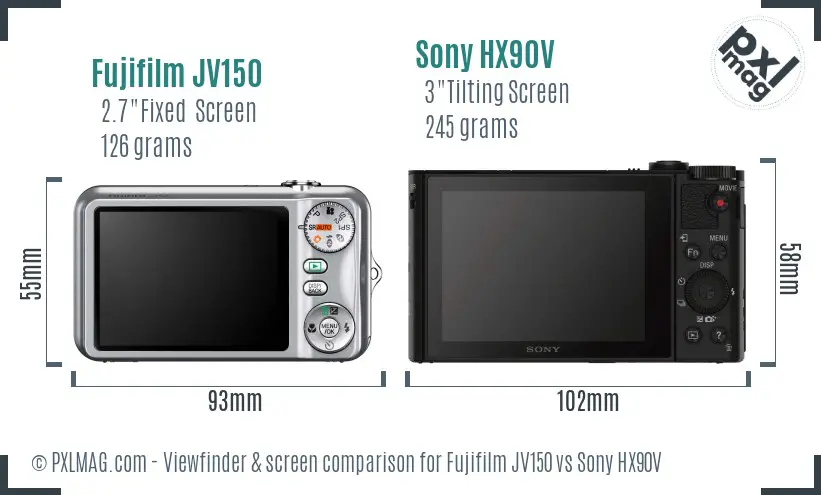 Fujifilm JV150 vs Sony HX90V Screen and Viewfinder comparison