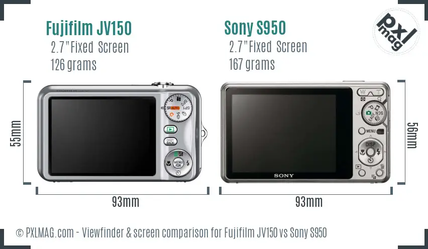 Fujifilm JV150 vs Sony S950 Screen and Viewfinder comparison Fujifilm JV150 vs Sony S950 Screen and Viewfinder comparison