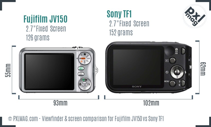 Fujifilm JV150 vs Sony TF1 Screen and Viewfinder comparison