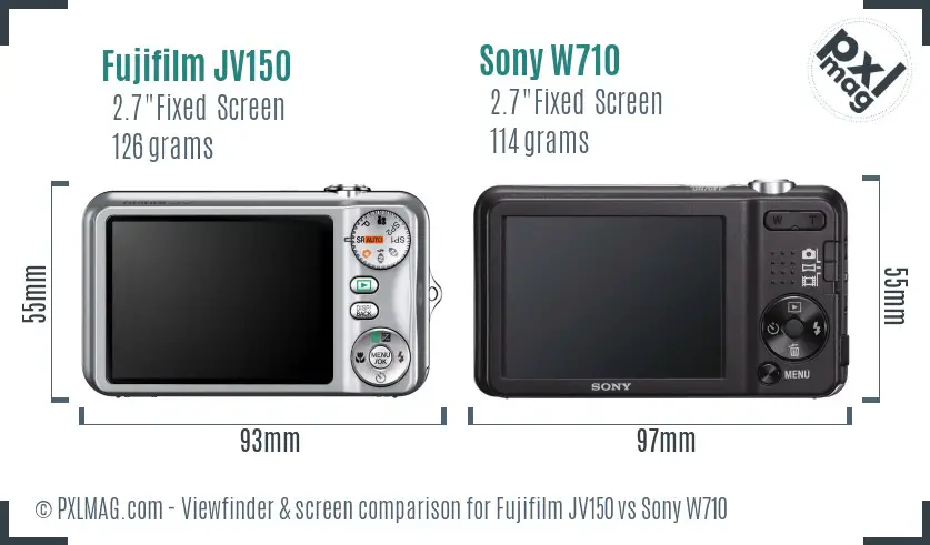 Fujifilm JV150 vs Sony W710 Screen and Viewfinder comparison