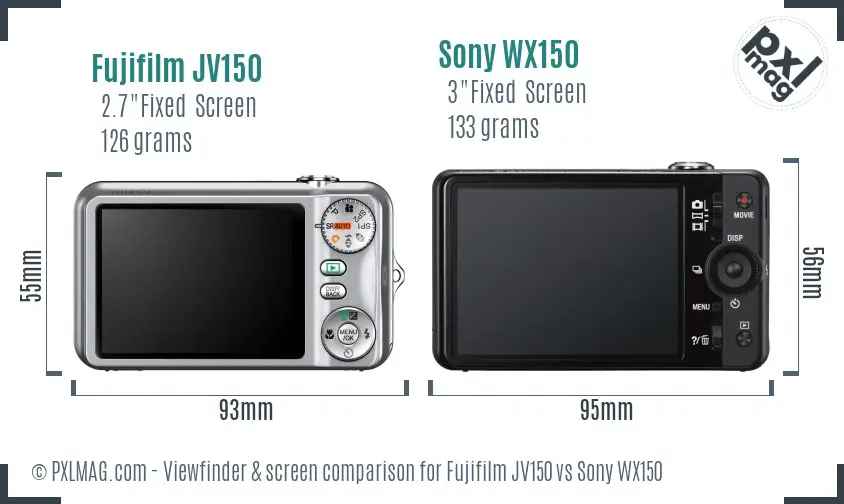 Fujifilm JV150 vs Sony WX150 Screen and Viewfinder comparison Fujifilm JV150 vs Sony WX150 Screen and Viewfinder comparison