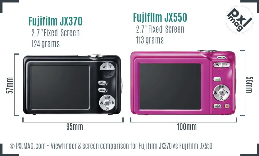 Fujifilm JX370 vs Fujifilm JX550 Screen and Viewfinder comparison