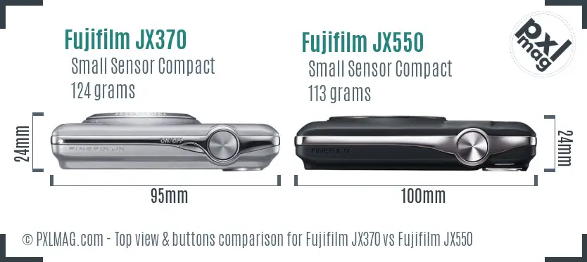 Fujifilm JX370 vs Fujifilm JX550 top view buttons comparison