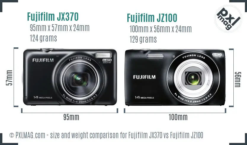 Fujifilm JX370 vs Fujifilm JZ100 size comparison