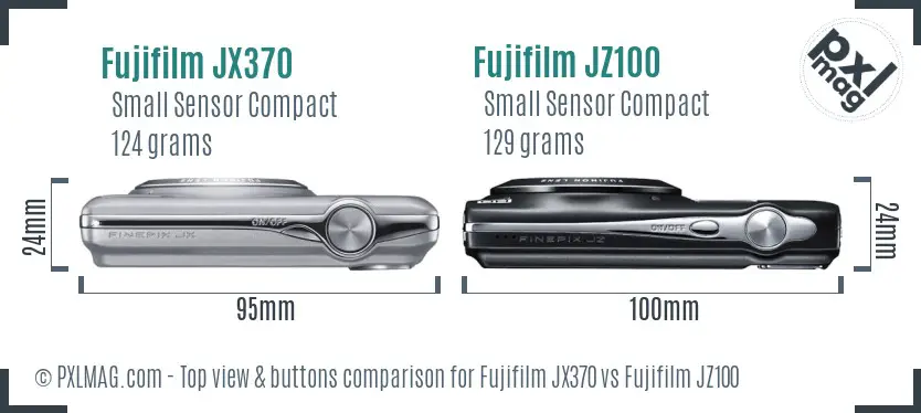 Fujifilm JX370 vs Fujifilm JZ100 top view buttons comparison