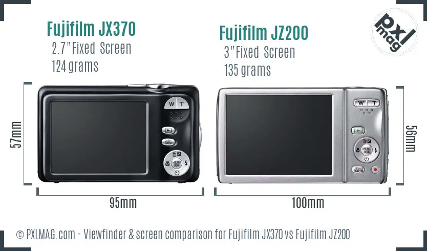Fujifilm JX370 vs Fujifilm JZ200 Screen and Viewfinder comparison
