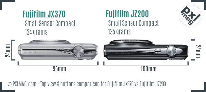 Fujifilm JX370 vs Fujifilm JZ200 top view buttons comparison