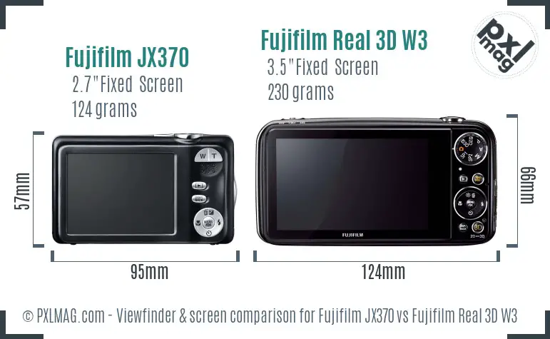 Fujifilm JX370 vs Fujifilm Real 3D W3 Screen and Viewfinder comparison