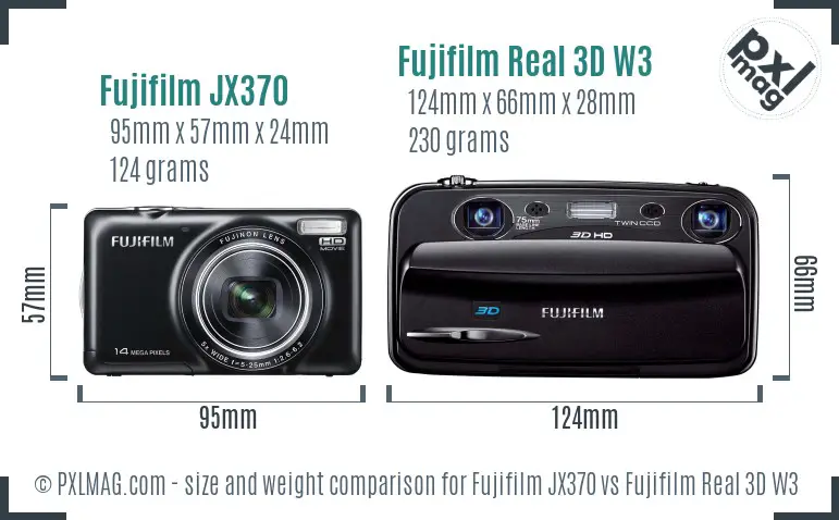 Fujifilm JX370 vs Fujifilm Real 3D W3 size comparison