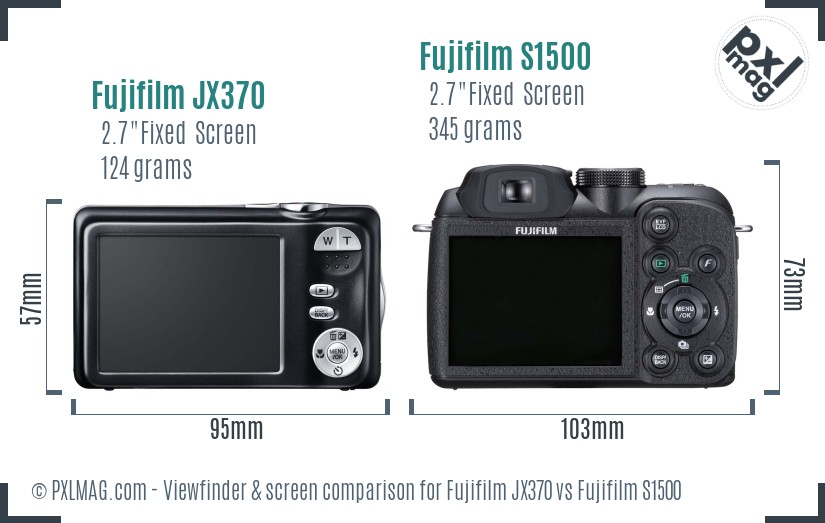 Fujifilm JX370 vs Fujifilm S1500 Screen and Viewfinder comparison
