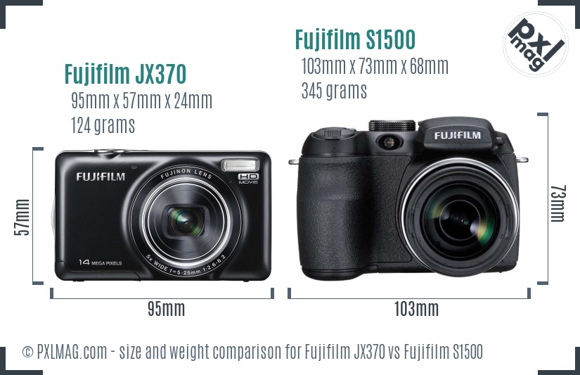 Fujifilm JX370 vs Fujifilm S1500 size comparison
