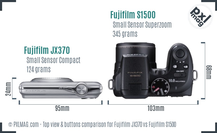 Fujifilm JX370 vs Fujifilm S1500 top view buttons comparison