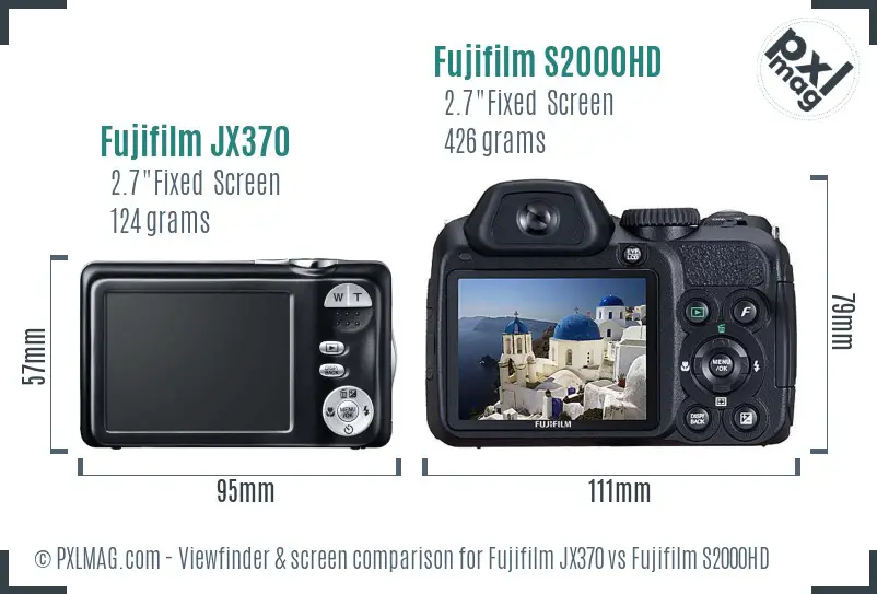 Fujifilm JX370 vs Fujifilm S2000HD Screen and Viewfinder comparison Fujifilm JX370 vs Fujifilm S2000HD Screen and Viewfinder comparison