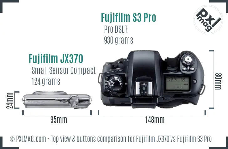 Fujifilm JX370 vs Fujifilm S3 Pro top view buttons comparison