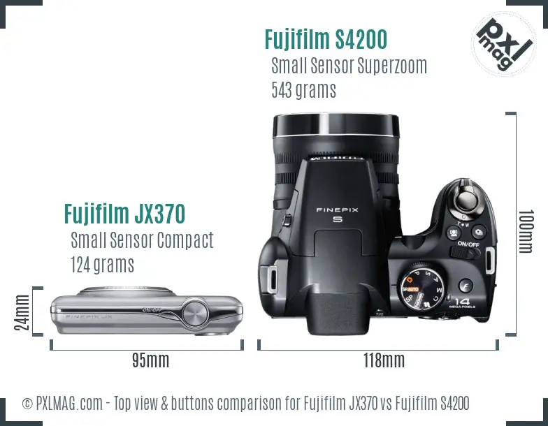 Fujifilm JX370 vs Fujifilm S4200 top view buttons comparison