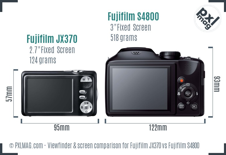 Fujifilm JX370 vs Fujifilm S4800 Screen and Viewfinder comparison
