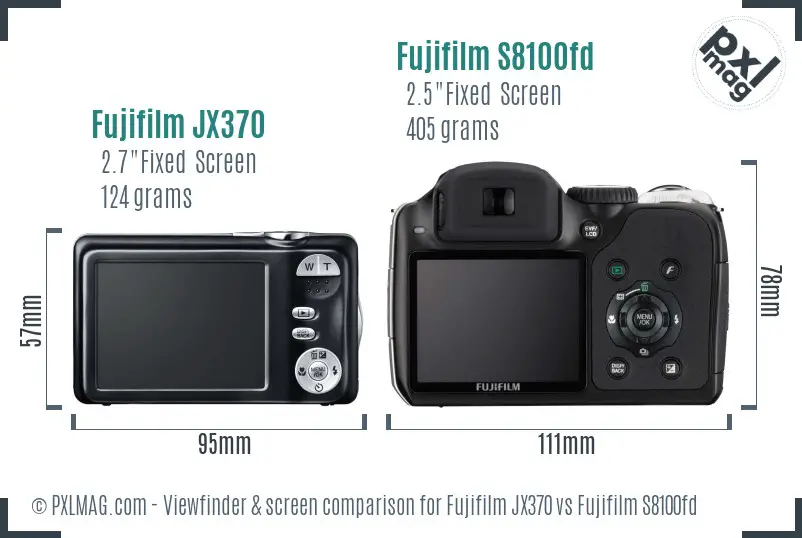 Fujifilm JX370 vs Fujifilm S8100fd Screen and Viewfinder comparison