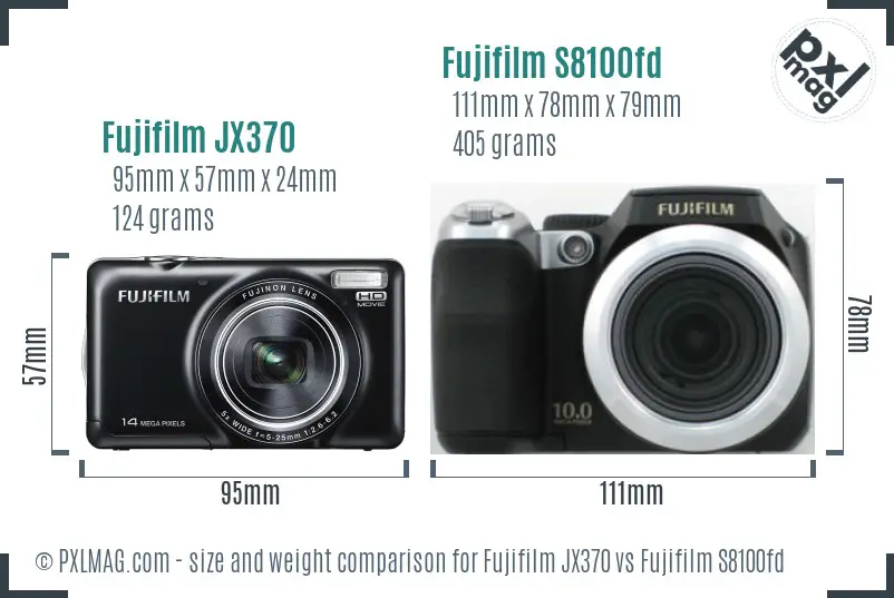 Fujifilm JX370 vs Fujifilm S8100fd size comparison